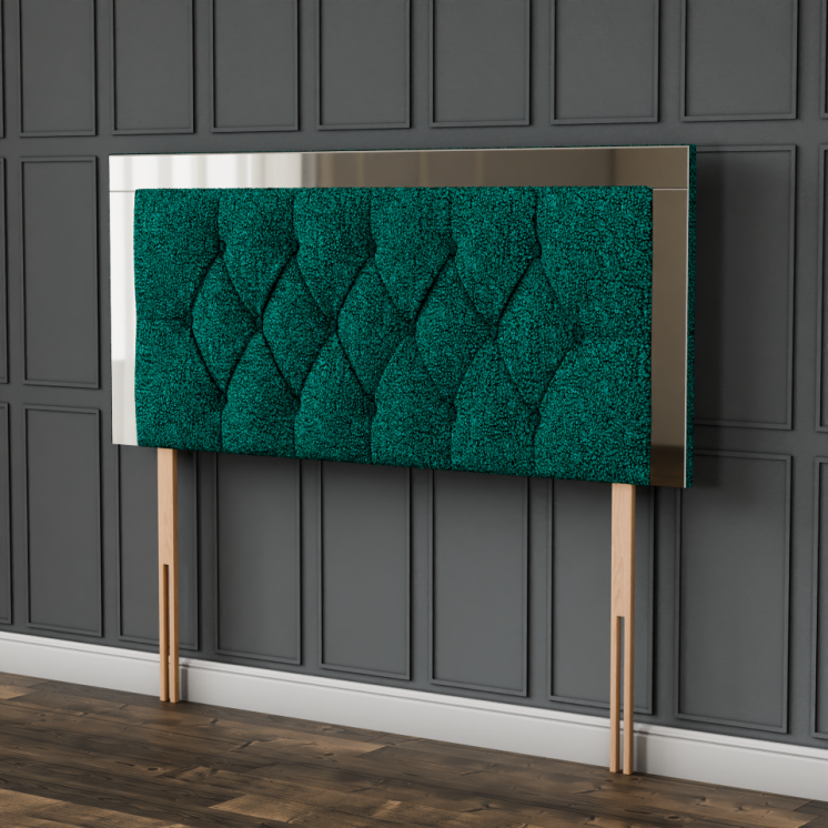 Bella Mirror Headboard - Green Teddy