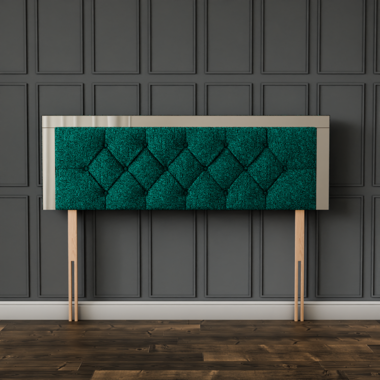 Bella Mirror Headboard - Green Teddy