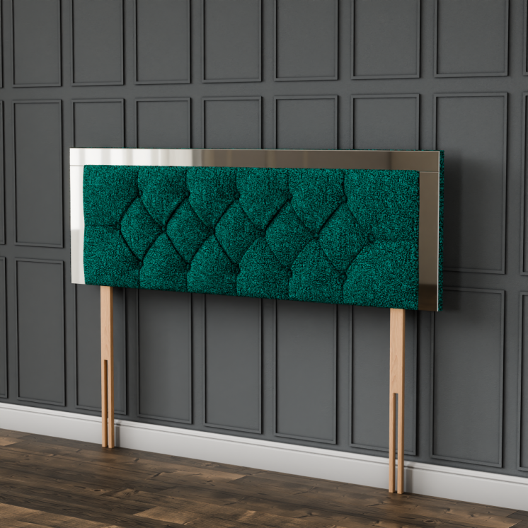 Bella Mirror Headboard - Green Teddy