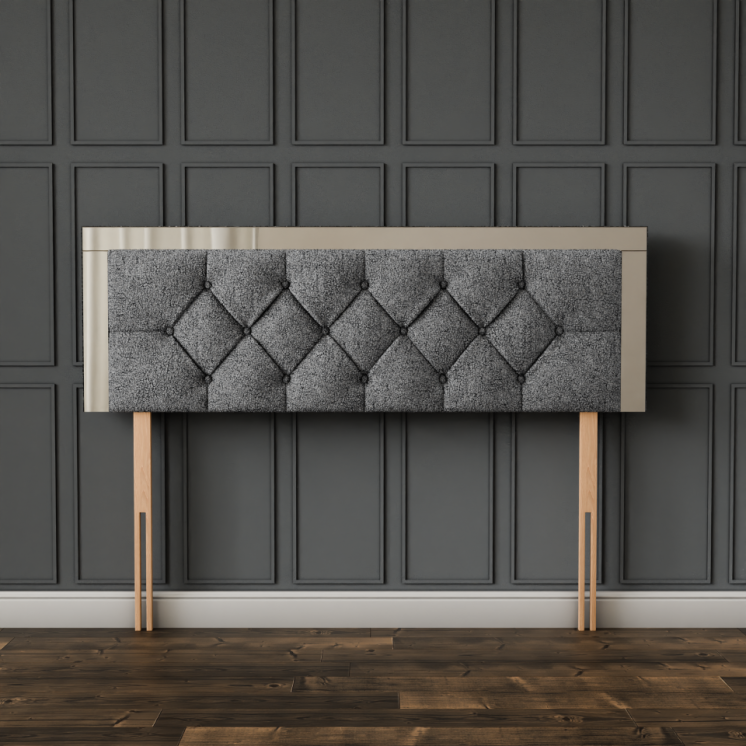 Bella Mirror Headboard - Grey Teddy