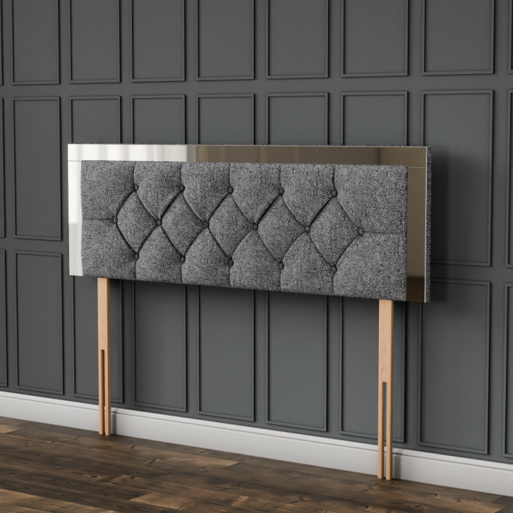 Bella Mirror Headboard - Grey Teddy