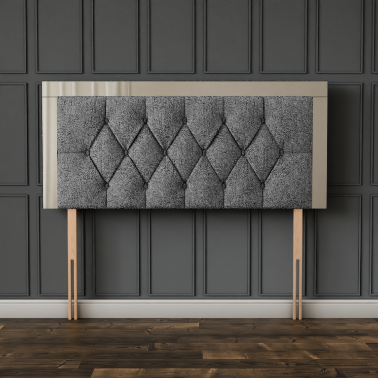 Bella Mirror Headboard - Grey Teddy