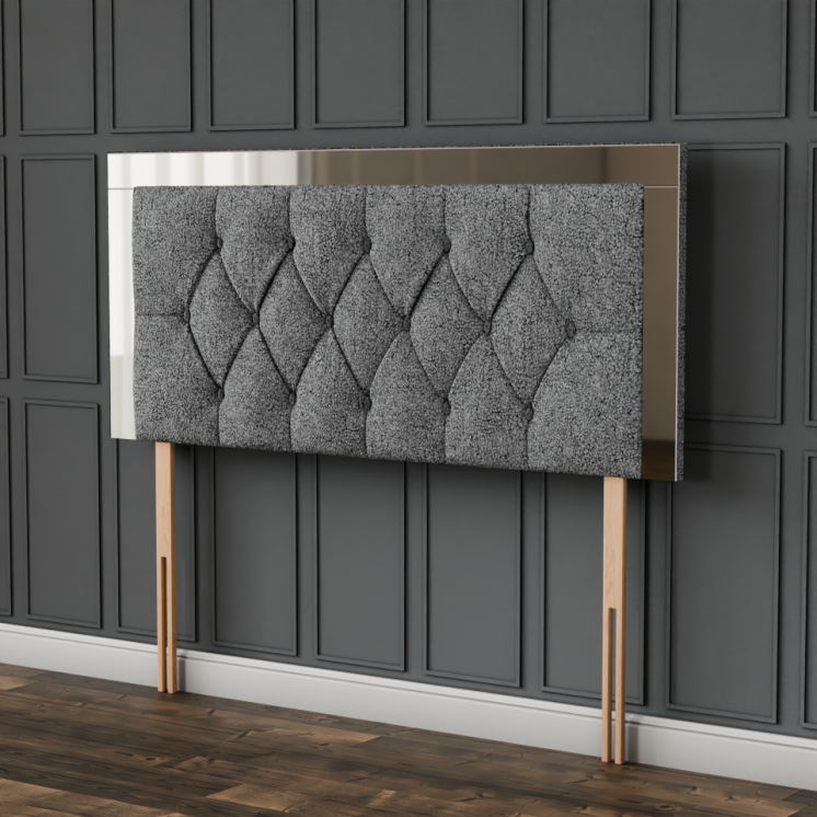 Bella Mirror Headboard - Grey Teddy