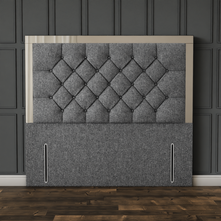 Bella Mirror Headboard - Grey Teddy