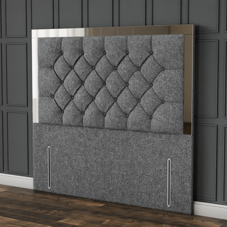 Bella Mirror Headboard - Grey Teddy