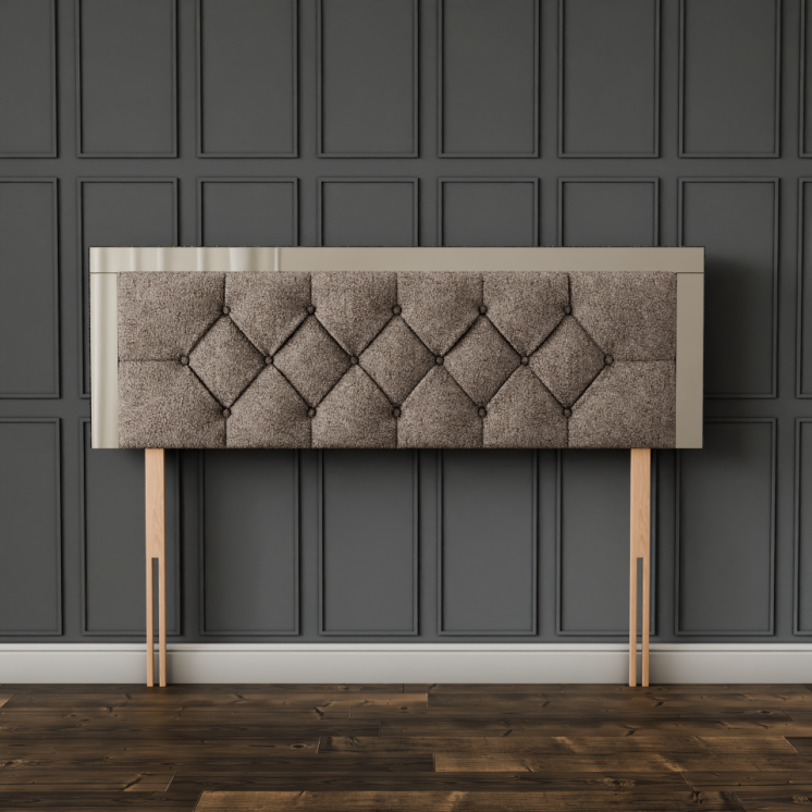 Bella Mirror Headboard - Mink Teddy