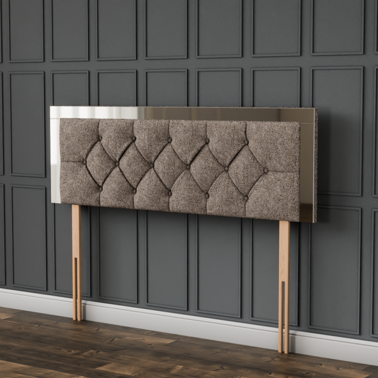 Bella Mirror Headboard - Mink Teddy