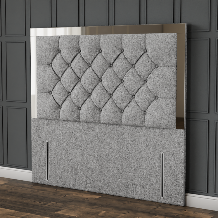 Bella Mirror Headboard - Silver Teddy