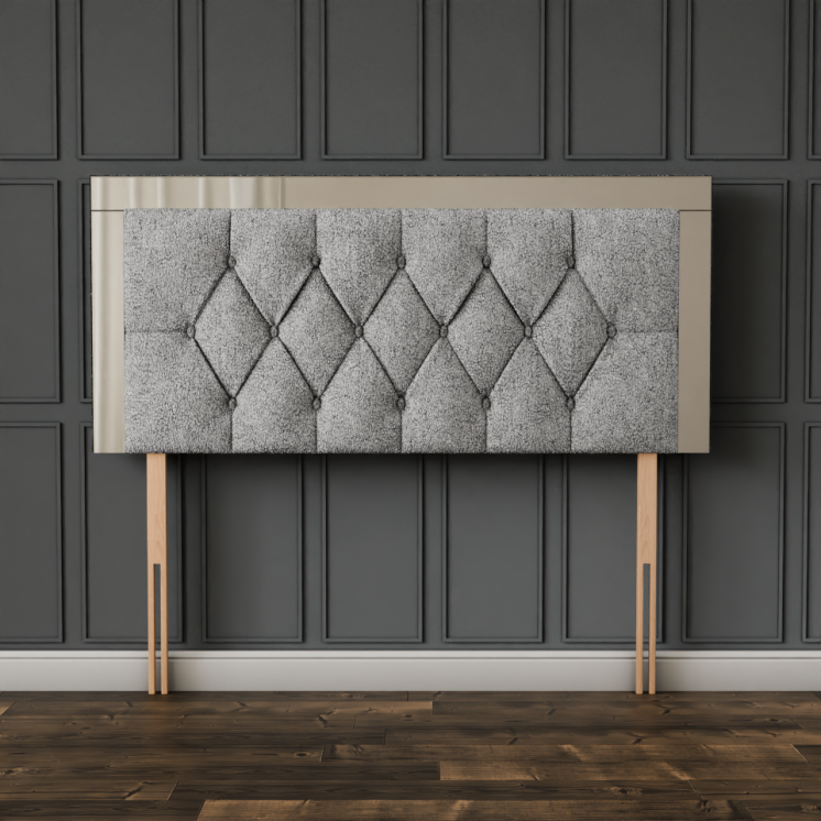 Bella Mirror Headboard - Silver Teddy