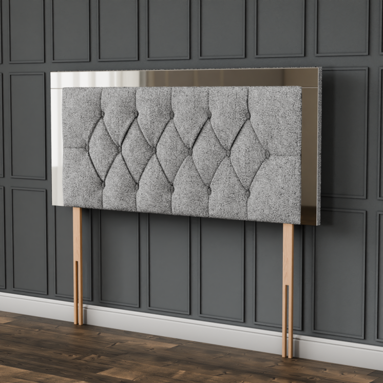 Bella Mirror Headboard - Silver Teddy