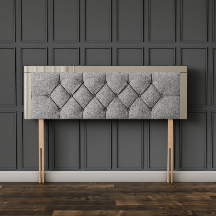 Bella Mirror Headboard - Silver Teddy