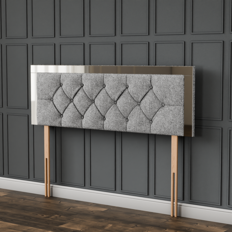 Bella Mirror Headboard - Silver Teddy
