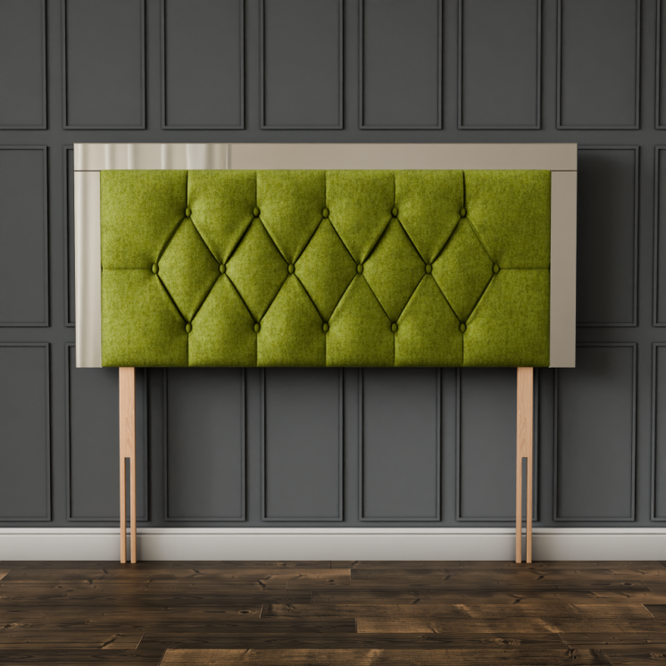 Bella Mirror Headboard - Olive Green Naples