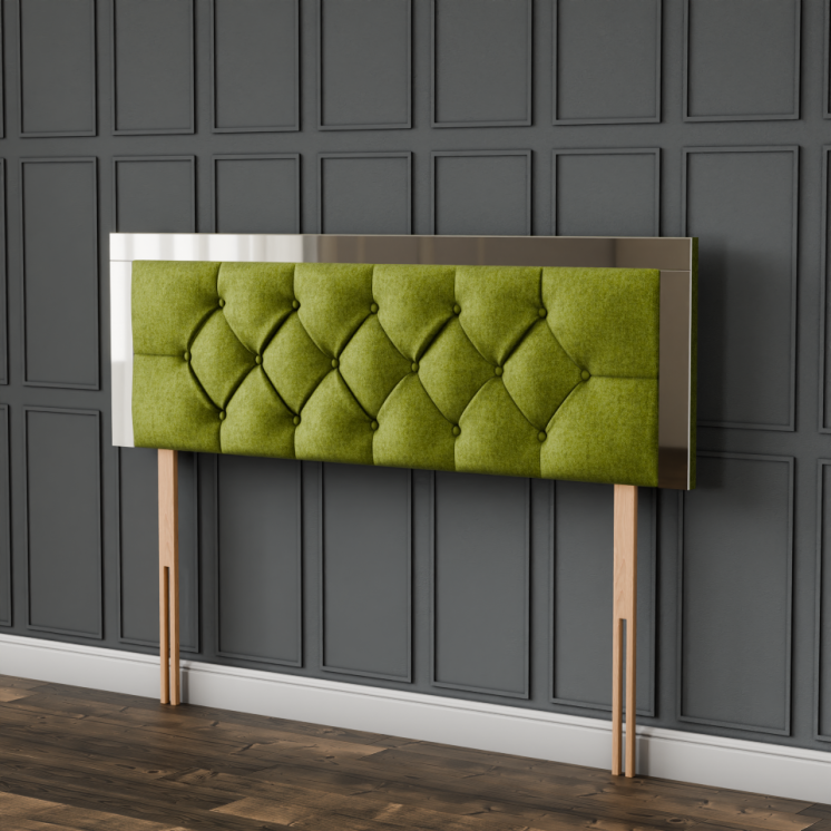 Bella Mirror Headboard - Olive Green Naples