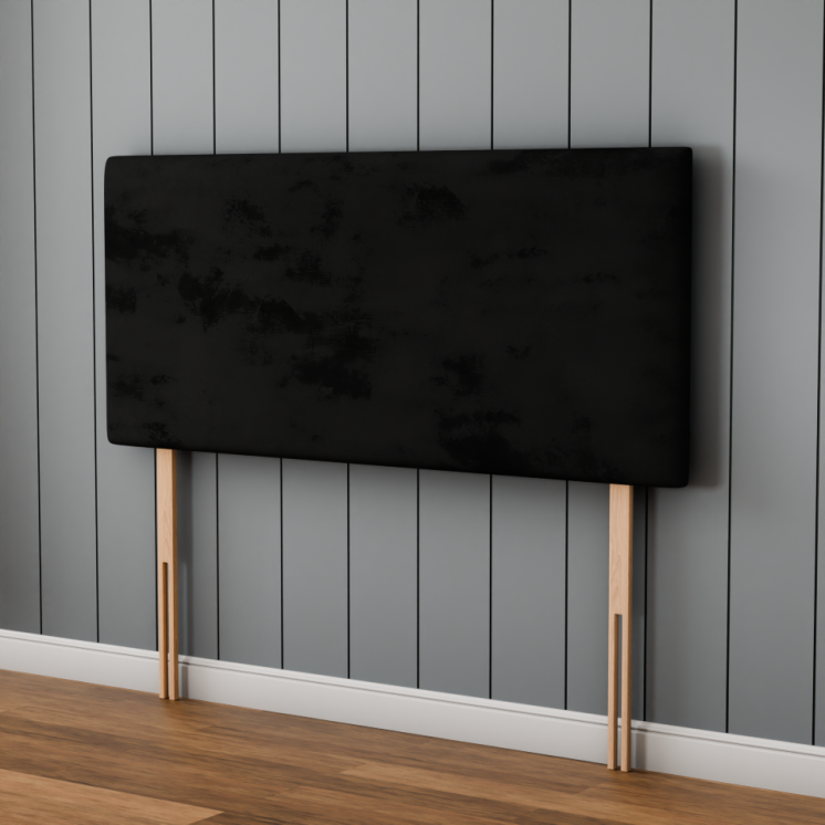 Maya Plain Headboard - Black Plush