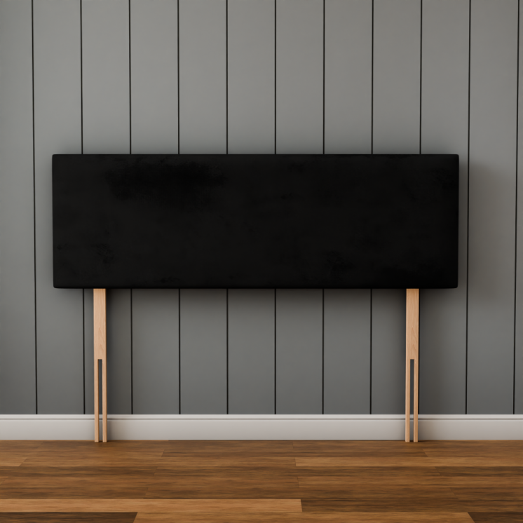 Maya Plain Headboard - Black Plush
